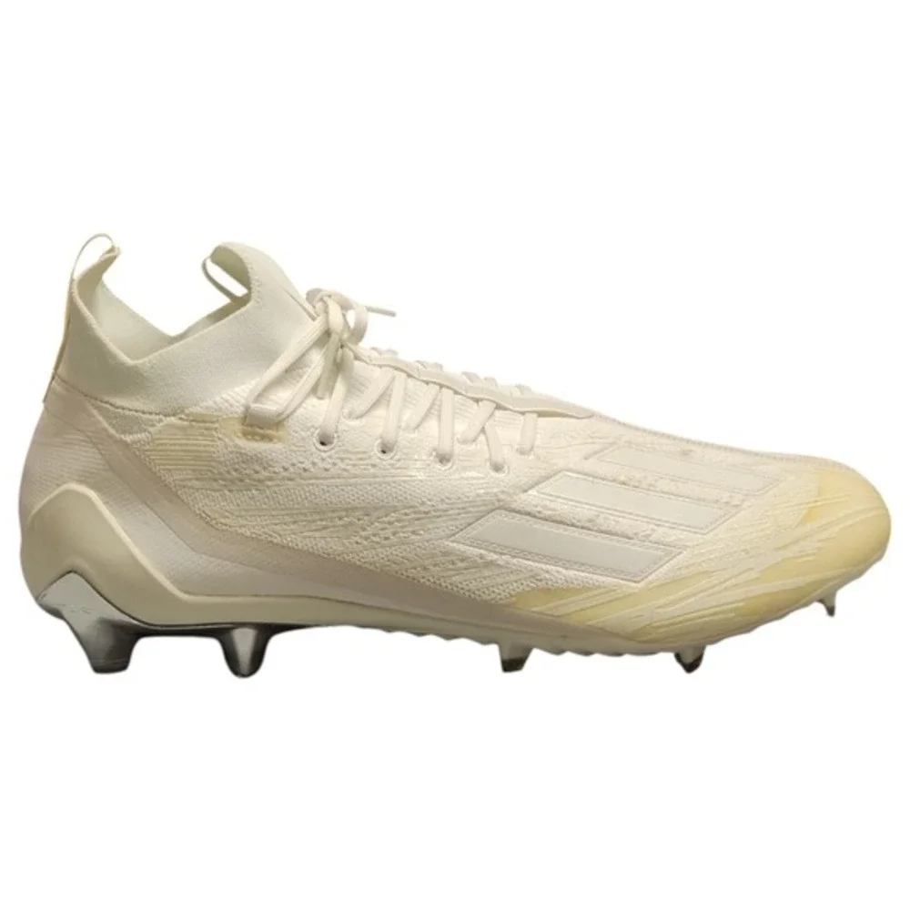 Adidas Adizero Primeknit Football Cleats Men 18 White Tan Slip Resistant Lace-Up